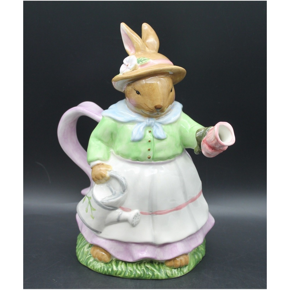 Certified International Susan Winget Bunny Rabbit Figural Water Pitcher 11"